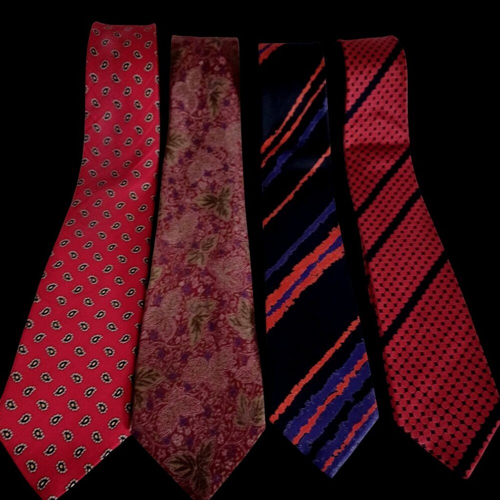 Ties 100% Silk Lot of 4 Dark Academia Preppy Ivy League Classic Floral Striped